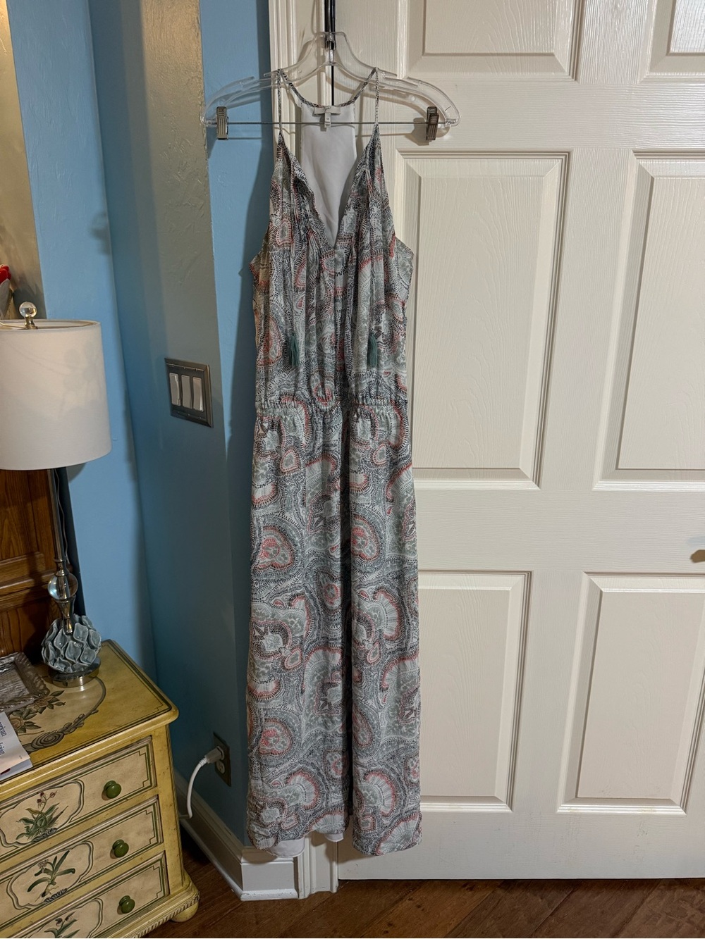 Joie Silk Paisley Print Maxi Dress - Gray & Coral